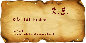 Káldi Endre névjegykártya
